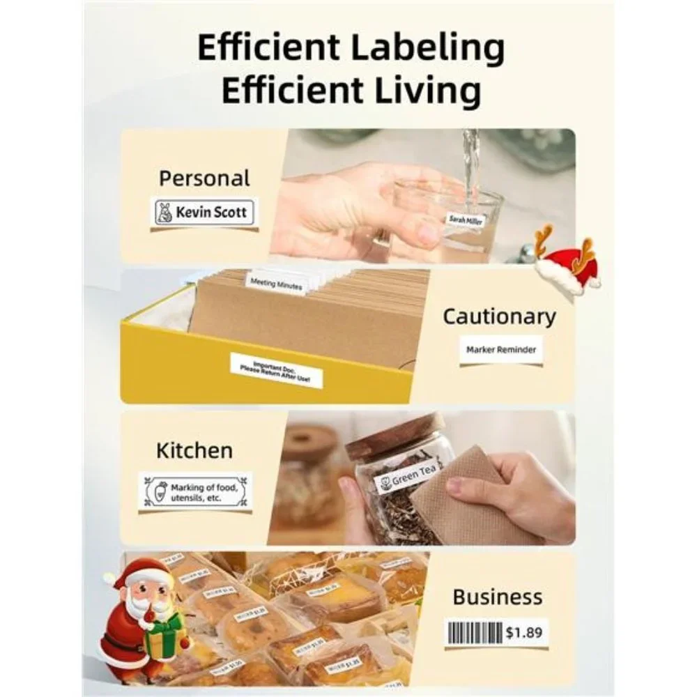 Label Maker Machine with Tape - Compatible with 9/12/16mm Waterproof Tape